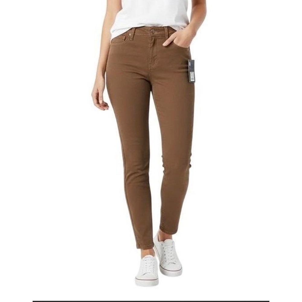d.jeans Womens Recycled Sateen High Waist Ankle Skinny Jeans Brown Size 12